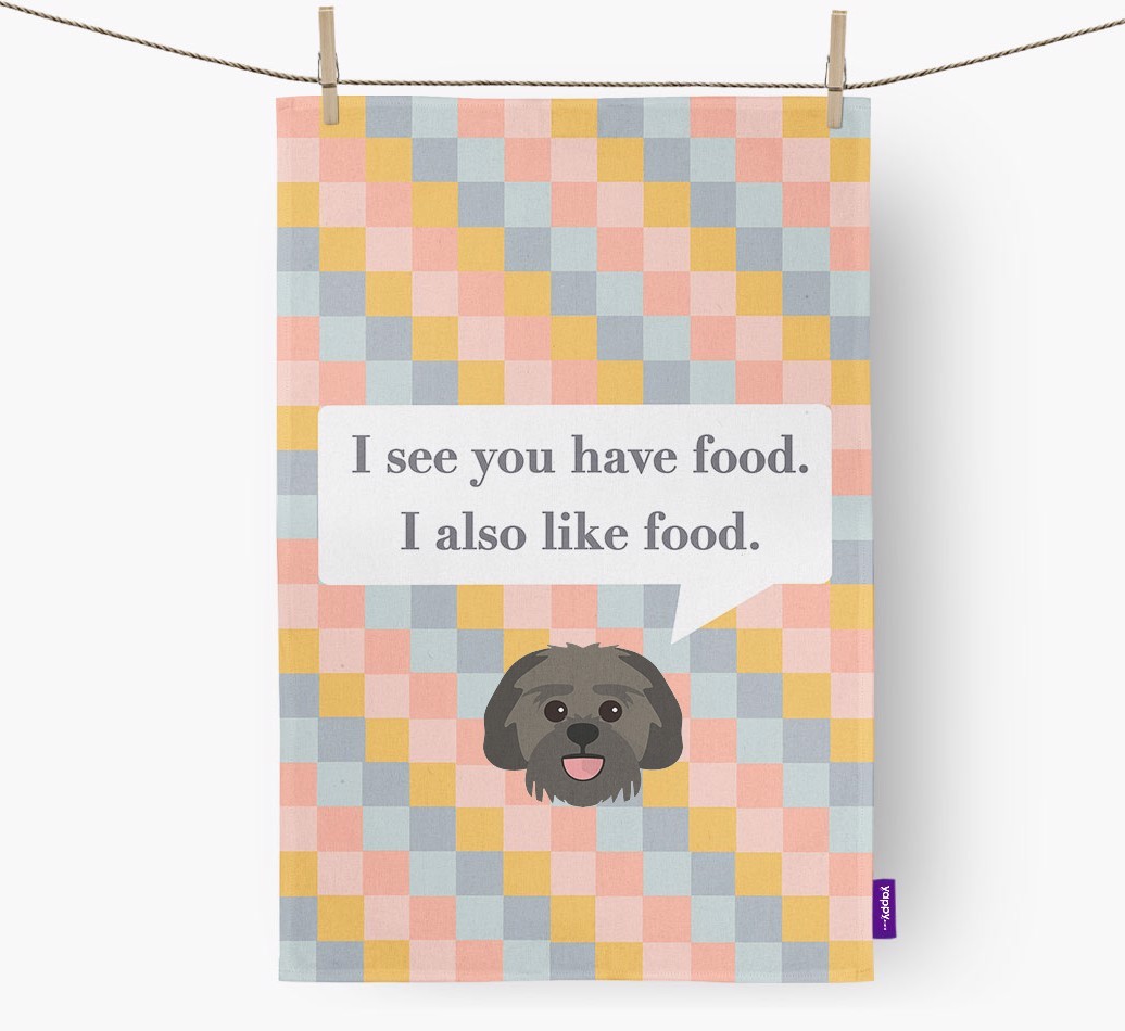Tea Towel 'I see you have food' with {breedFullName} Icon