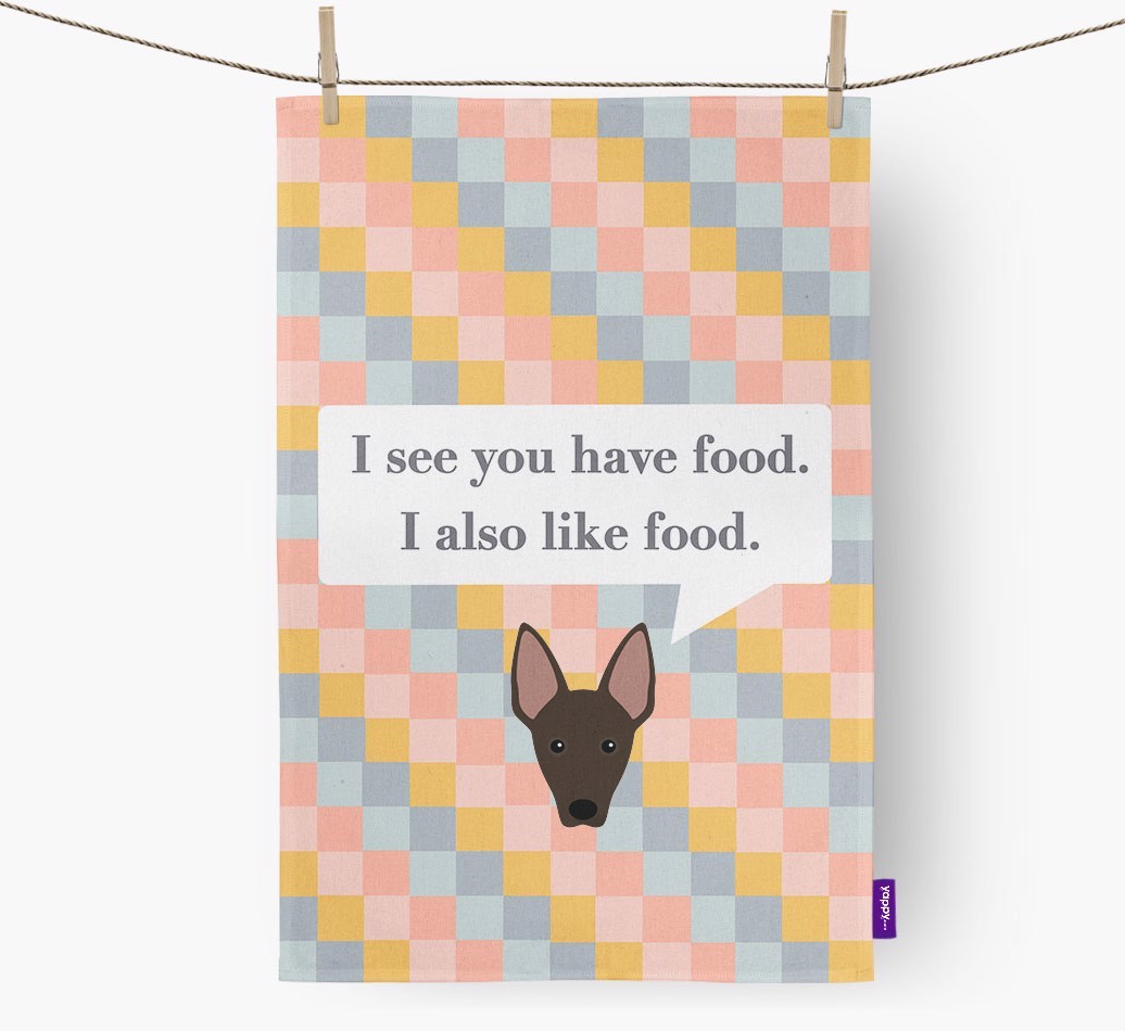 Tea Towel 'I see you have food' with {breedFullName} Icon