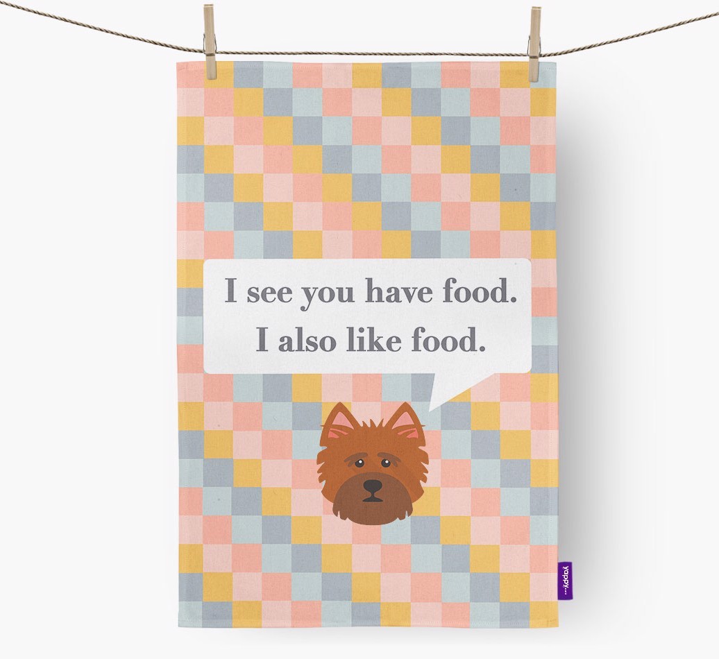 Tea Towel 'I see you have food' with {breedFullName} Icon