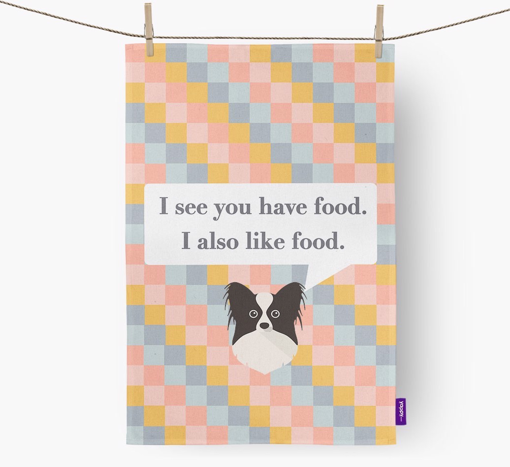 Tea Towel 'I see you have food' with {breedFullName} Icon