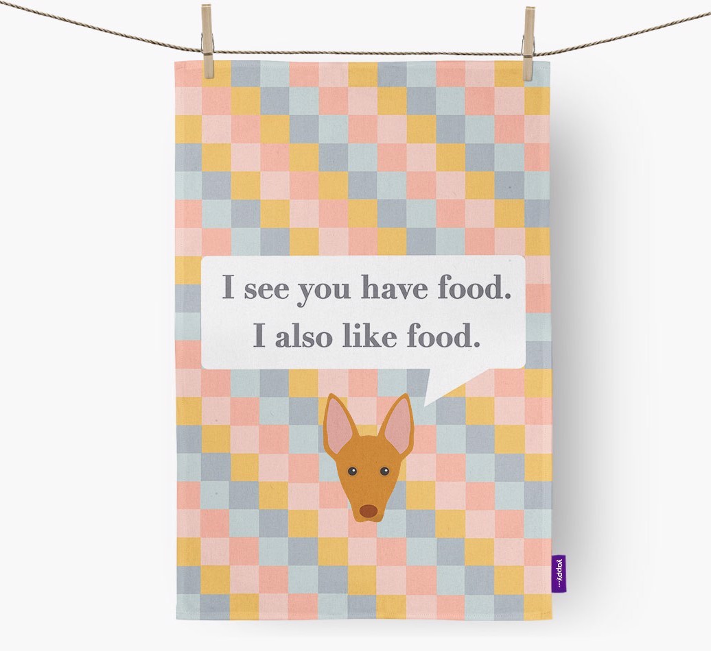 Dish Towel 'I see you have food' with {breedFullName} Icon