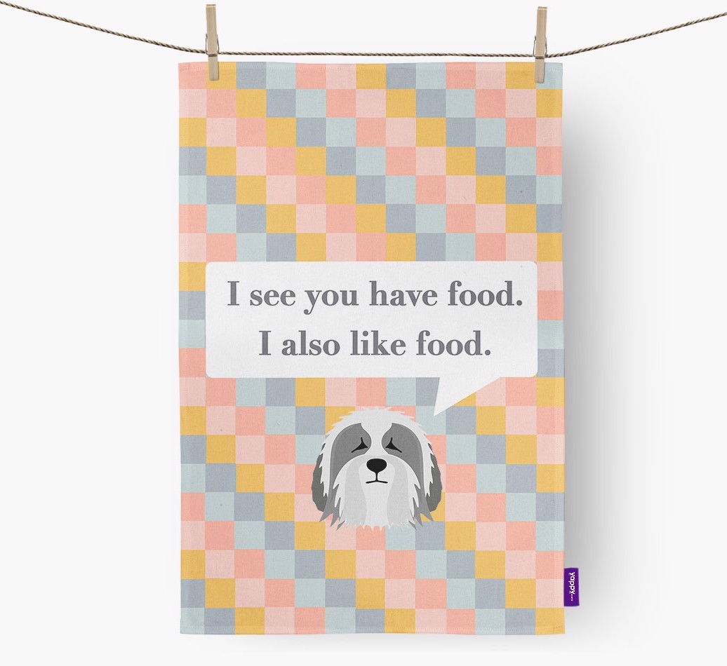 Tea Towel 'I see you have food' with {breedFullName} Icon