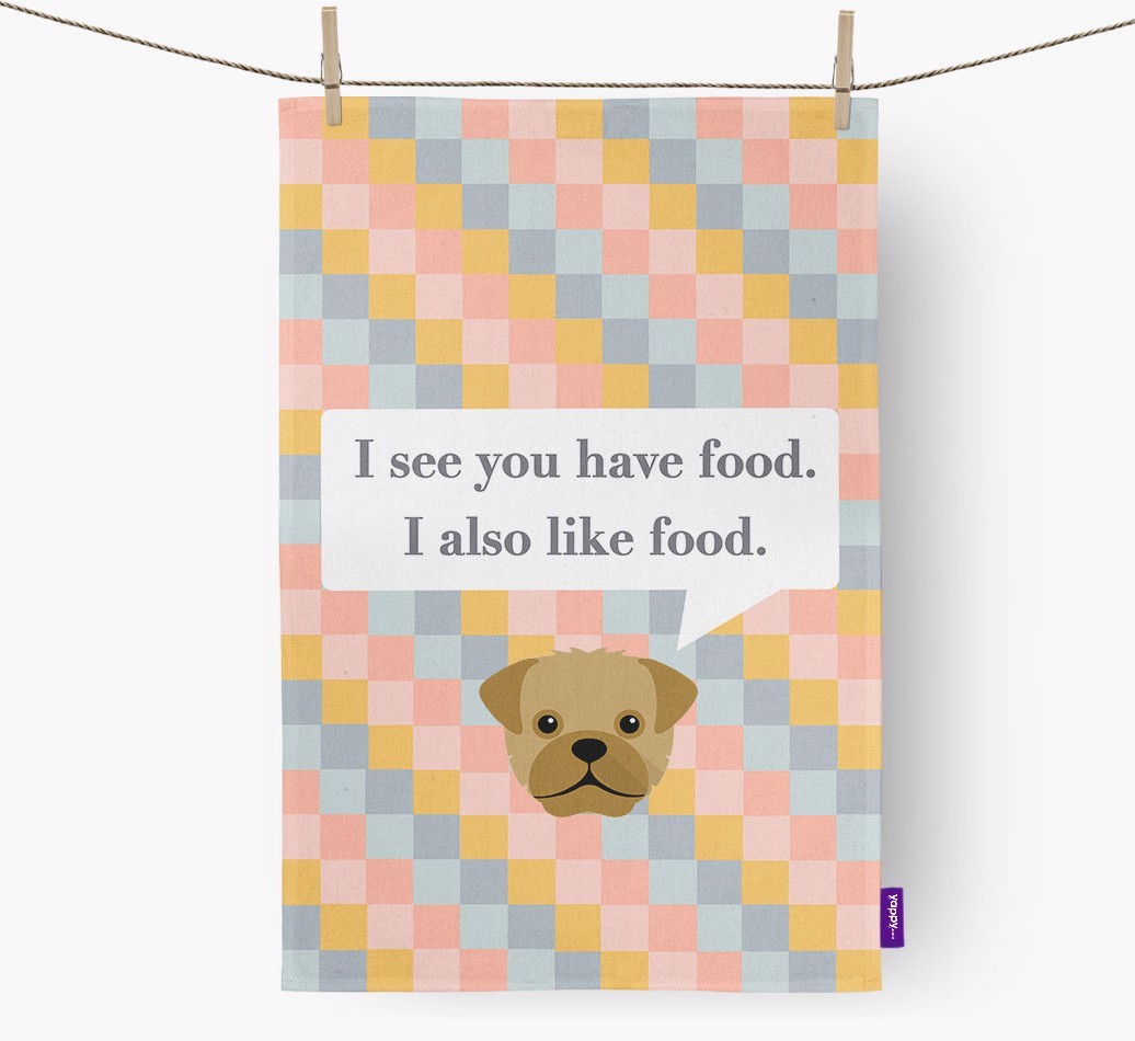 Tea Towel 'I see you have food' with {breedFullName} Icon