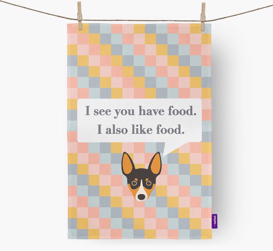 Tea Towel 'I see you have food' with {breedFullName} Icon