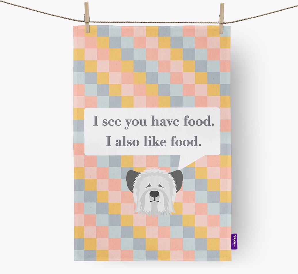 Tea Towel 'I see you have food' with {breedFullName} Icon