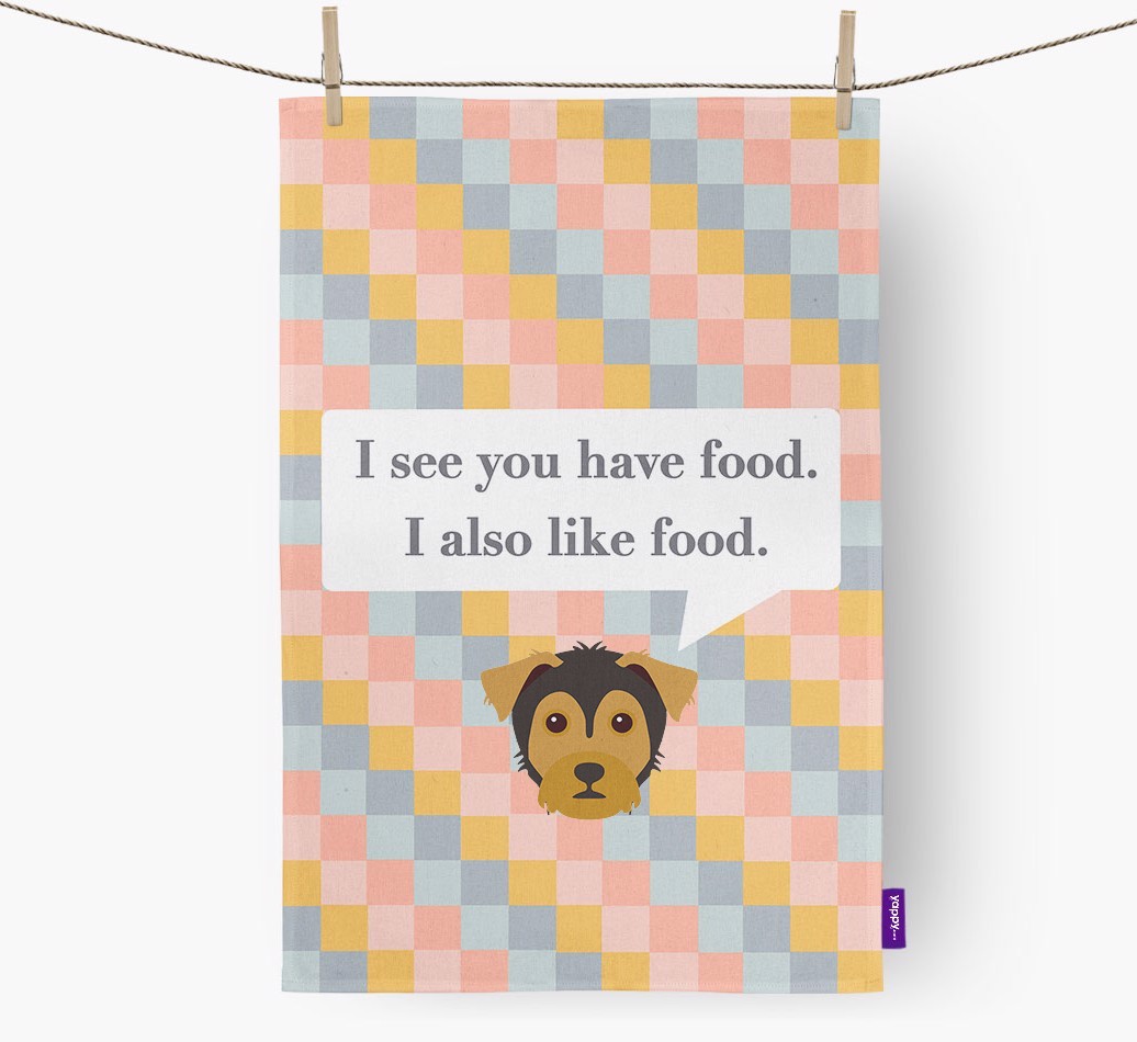 Dish Towel 'I see you have food' with {breedFullName} Icon