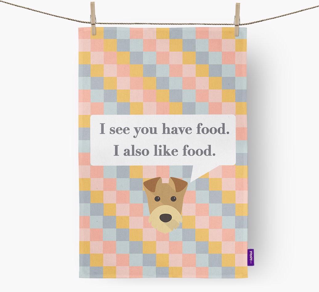 Dish Towel 'I see you have food' with {breedFullName} Icon