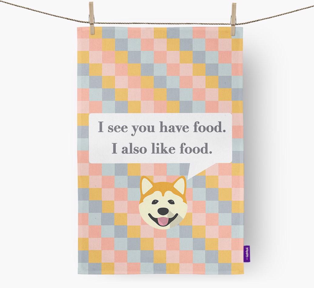 Dish Towel 'I see you have food' with {breedFullName} Icon