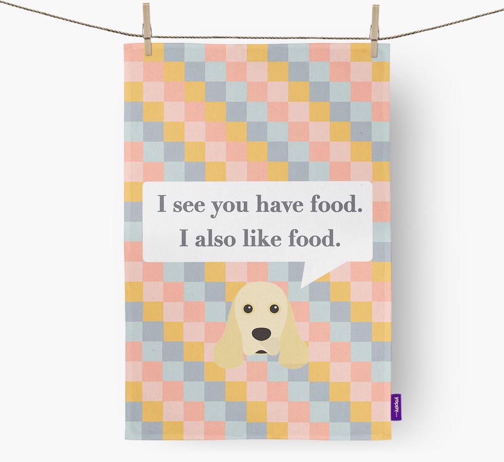 Dish Towel 'I see you have food' with {breedFullName} Icon