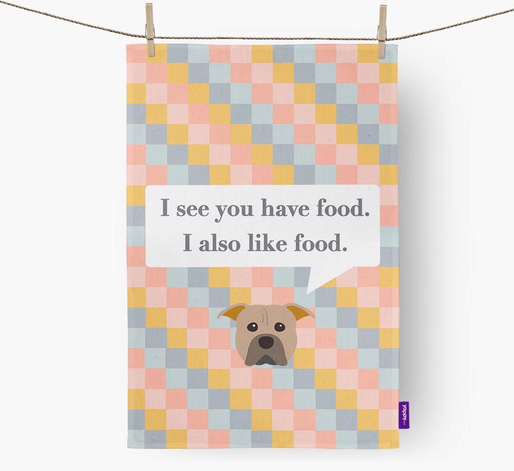 Dish Towel 'I see you have food' with {breedFullName} Icon