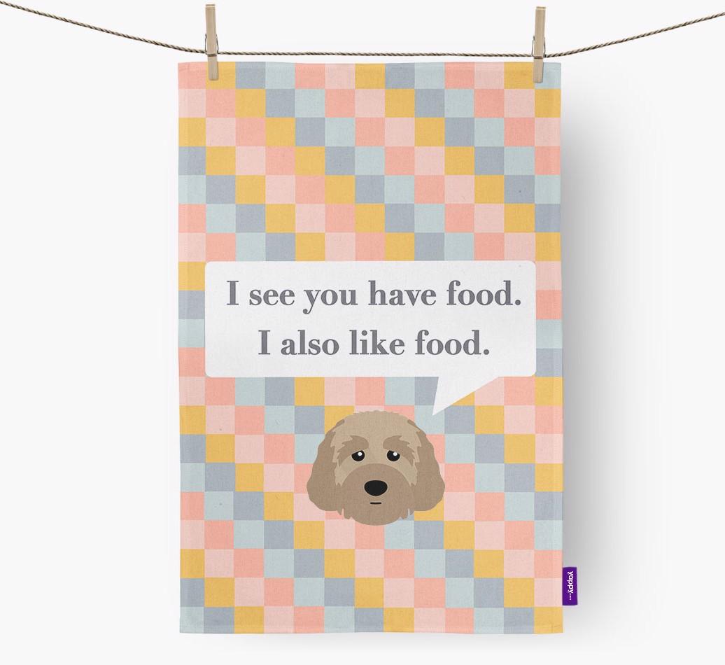 Dish Towel 'I see you have food' with {breedFullName} Icon