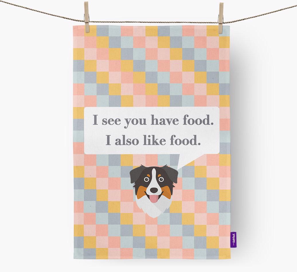 Dish Towel 'I see you have food' with {breedFullName} Icon