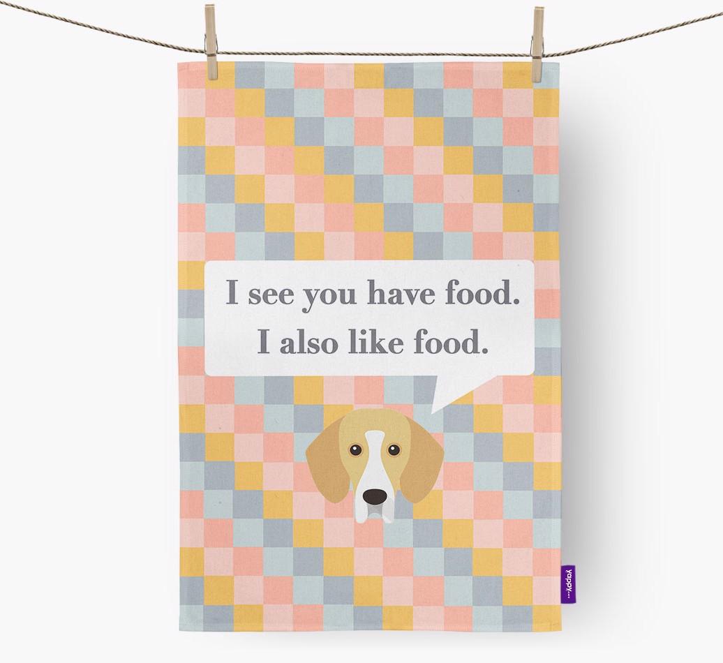 Dish Towel 'I see you have food' with {breedFullName} Icon