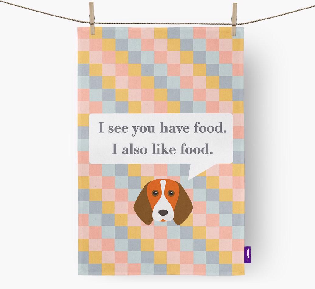 Dish Towel 'I see you have food' with {breedFullName} Icon