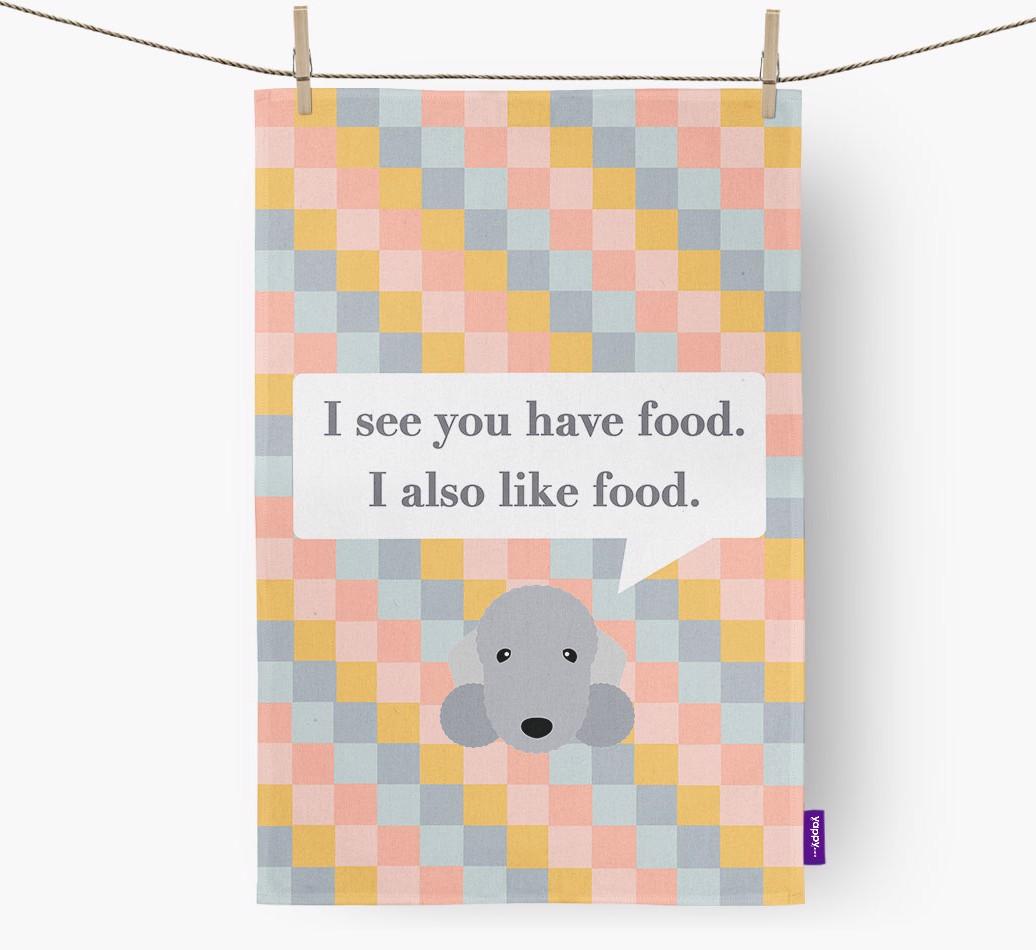 Dish Towel 'I see you have food' with {breedFullName} Icon