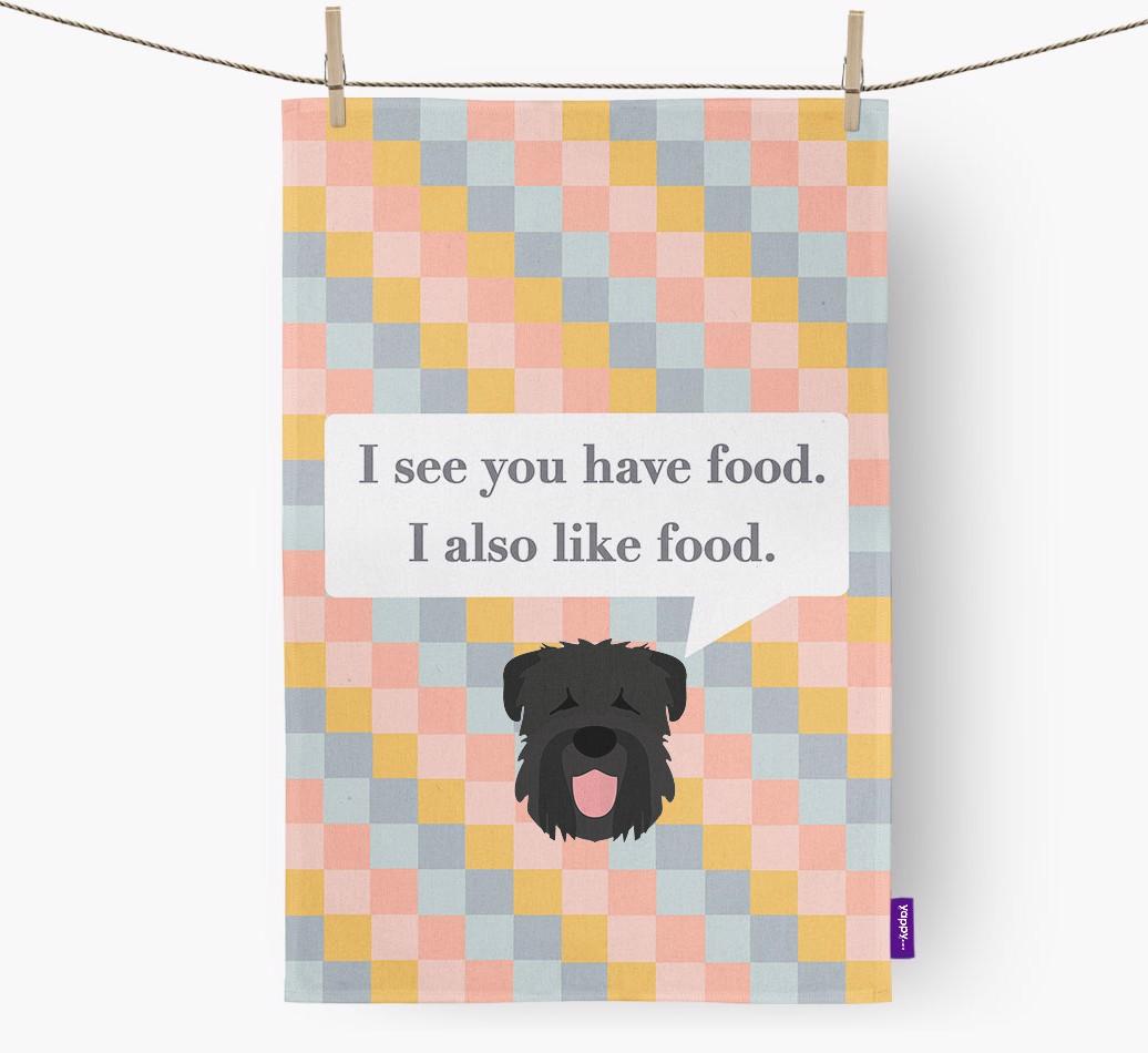 Dish Towel 'I see you have food' with {breedFullName} Icon