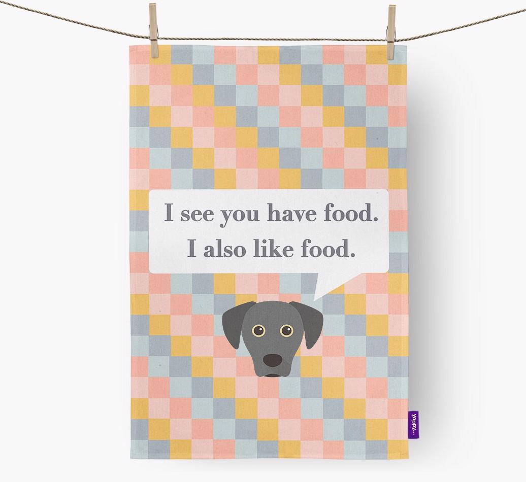 Dish Towel 'I see you have food' with {breedFullName} Icon