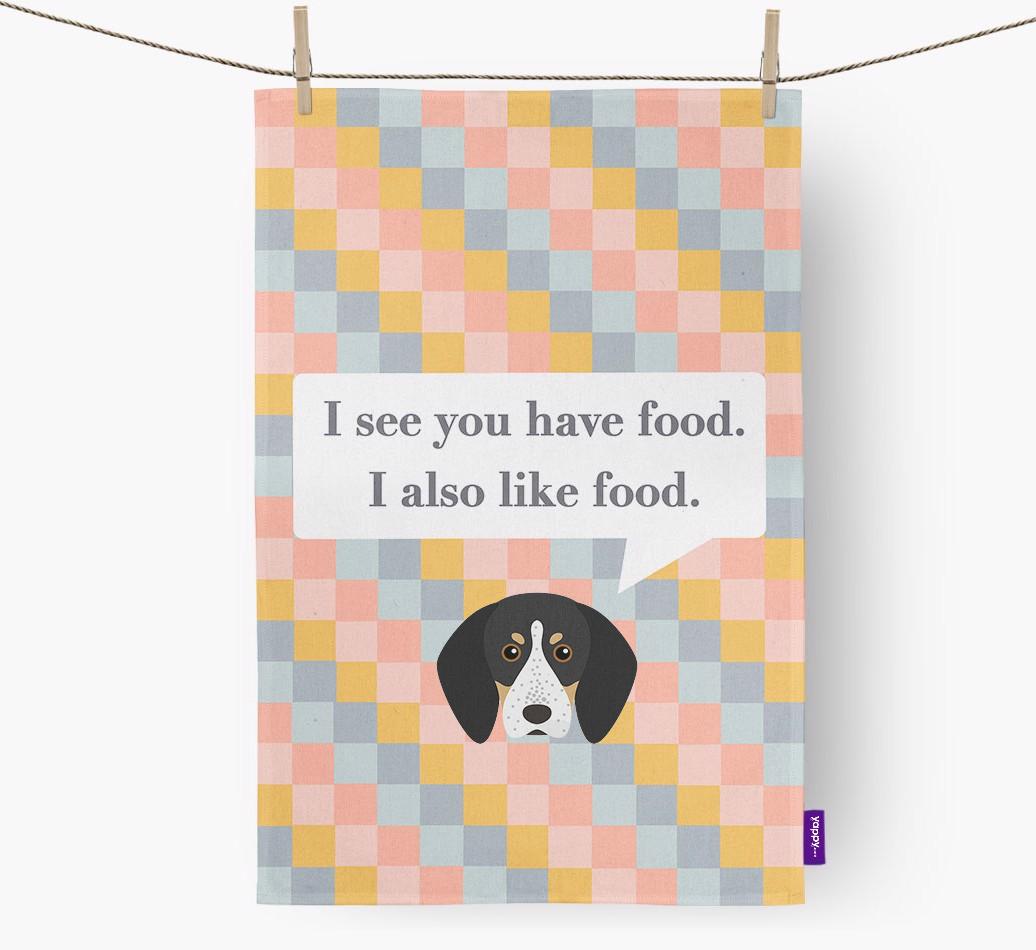 Dish Towel 'I see you have food' with {breedFullName} Icon