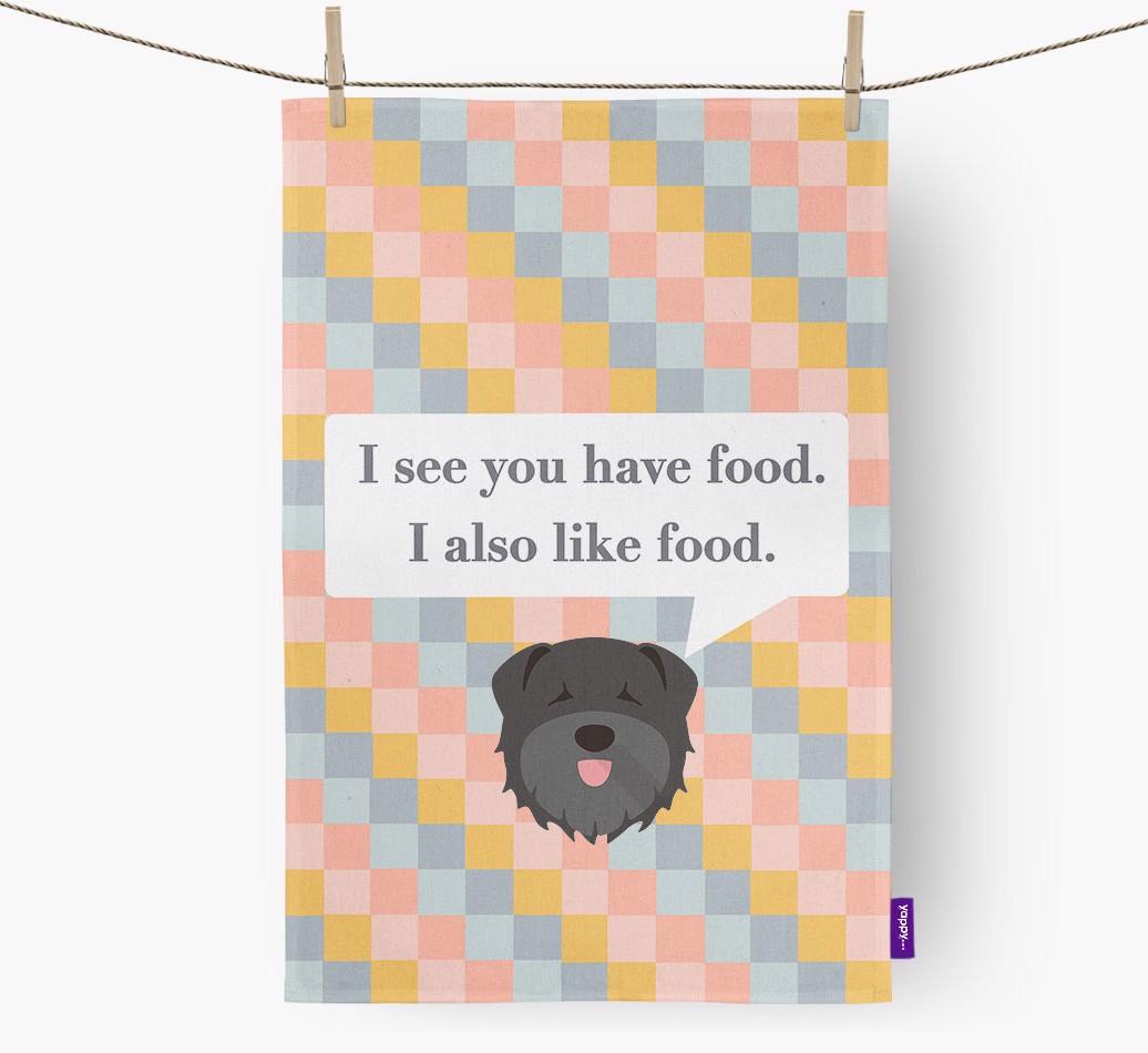 Dish Towel 'I see you have food' with {breedFullName} Icon