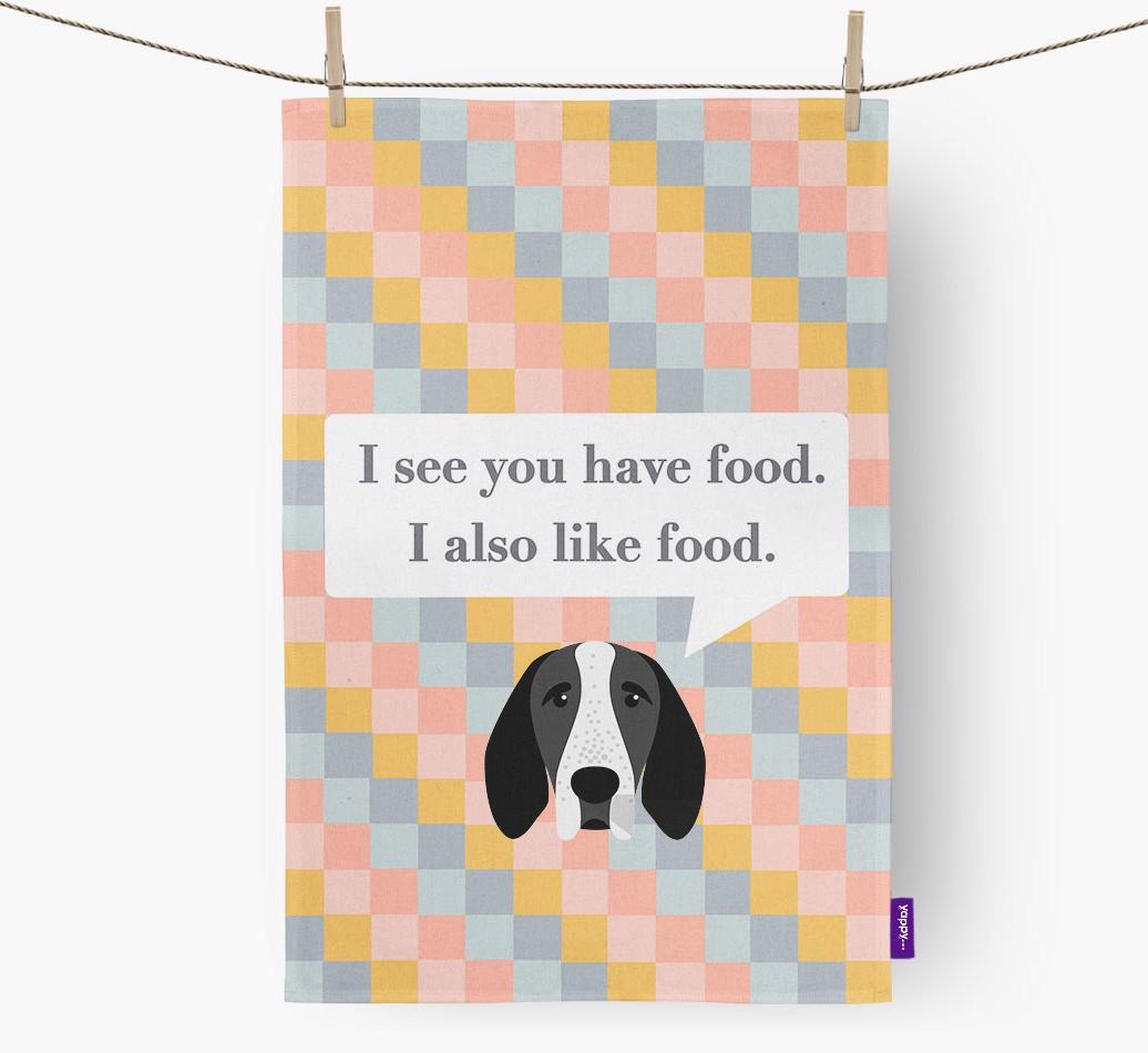 Dish Towel 'I see you have food' with {breedFullName} Icon