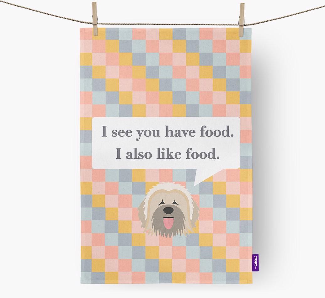 Dish Towel 'I see you have food' with {breedFullName} Icon