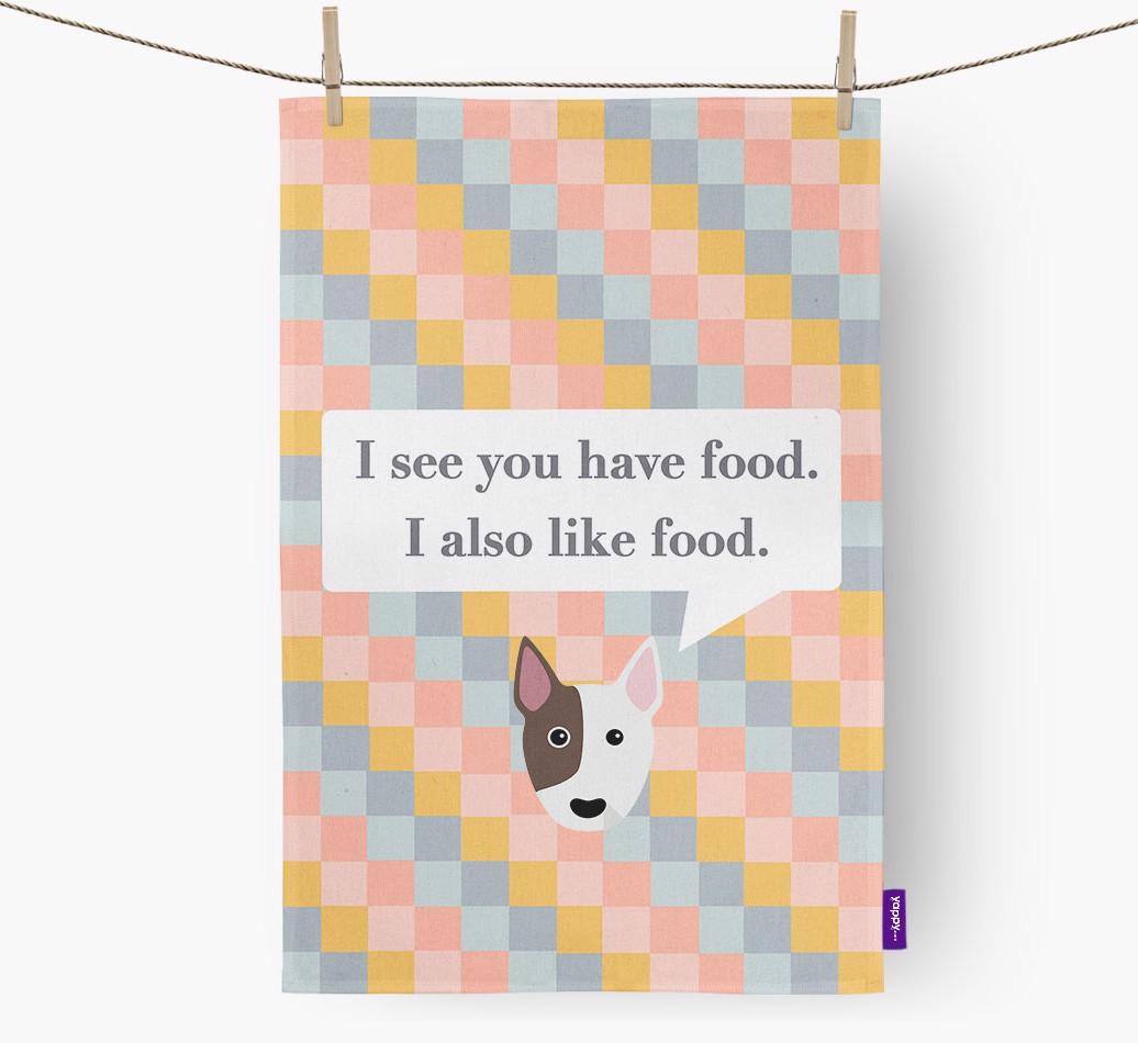Dish Towel 'I see you have food' with {breedFullName} Icon