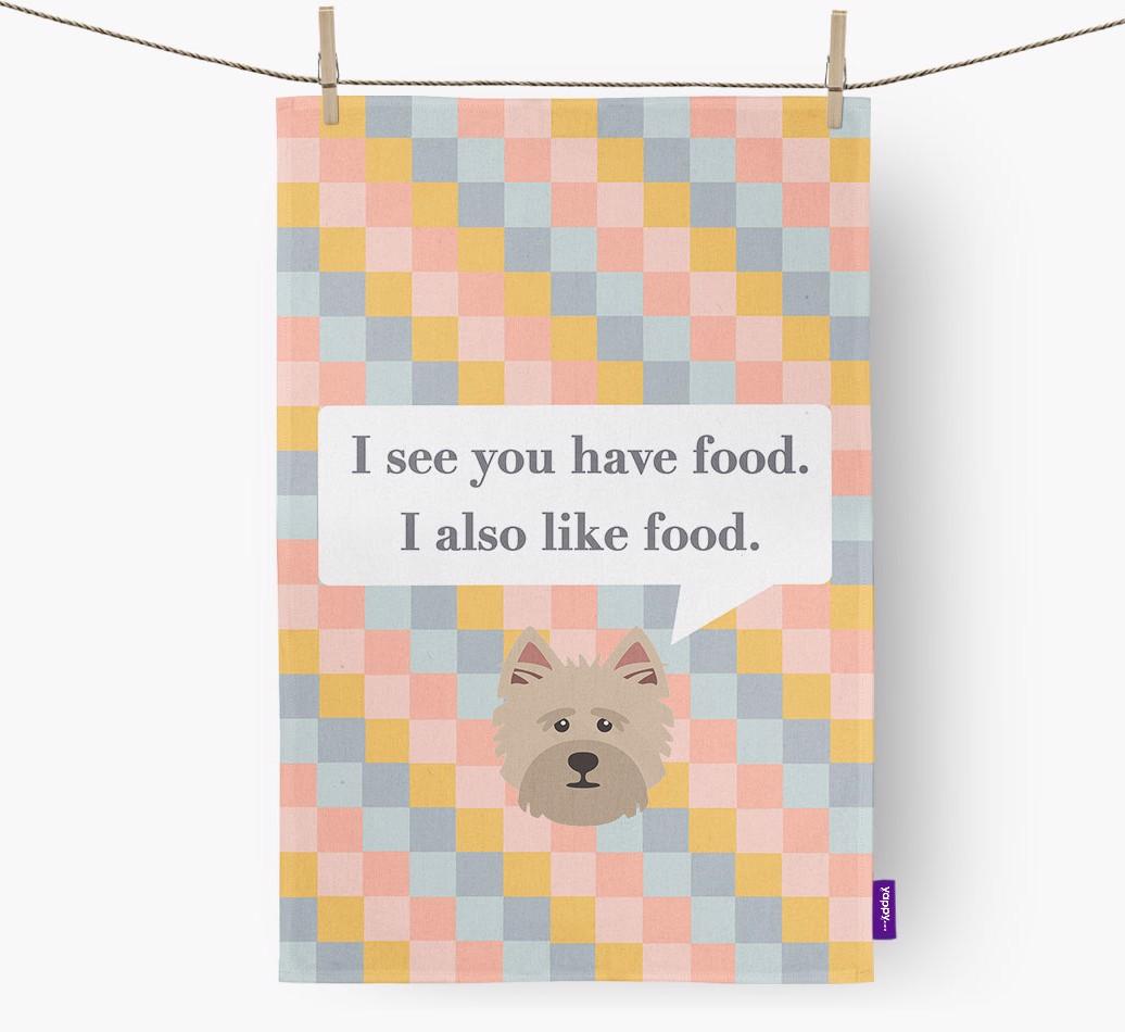 Dish Towel 'I see you have food' with {breedFullName} Icon