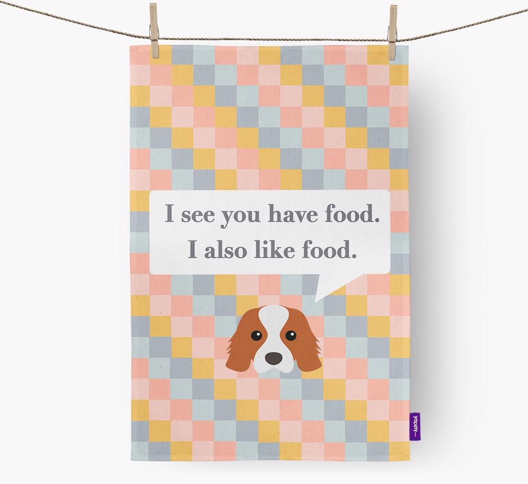 Dish Towel 'I see you have food' with {breedFullName} Icon