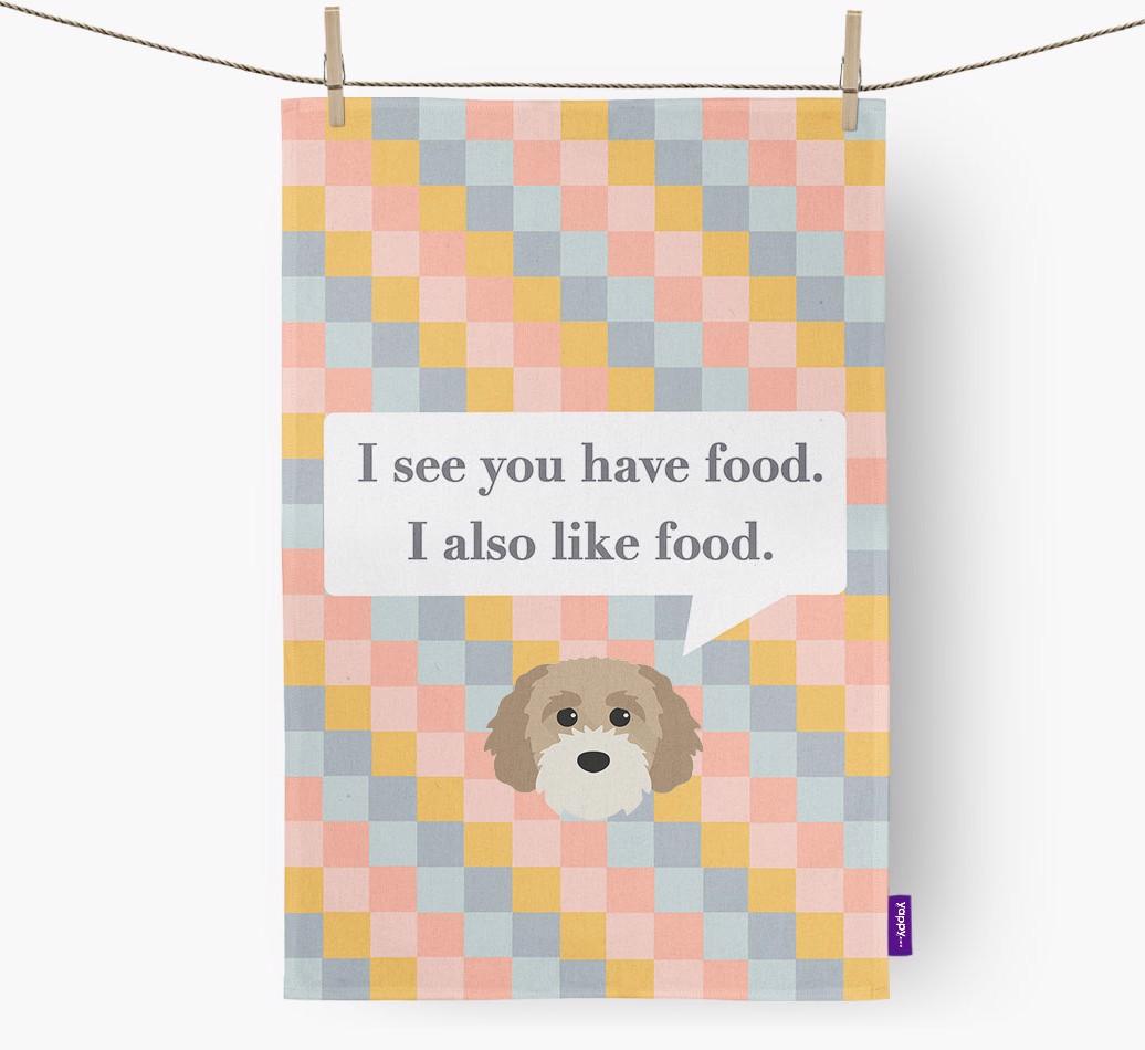 Dish Towel 'I see you have food' with {breedFullName} Icon