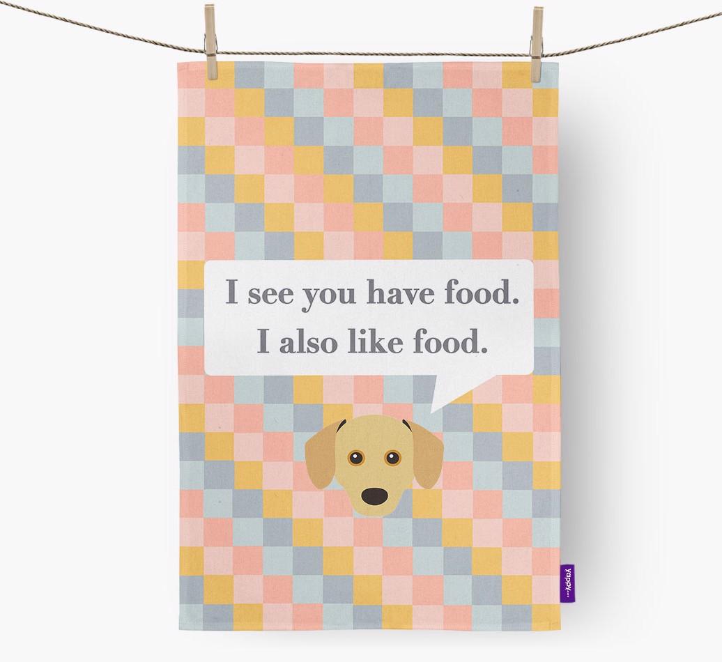 Dish Towel 'I see you have food' with {breedFullName} Icon