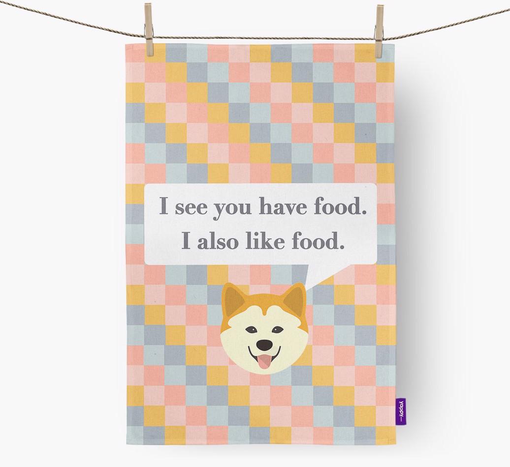 Dish Towel 'I see you have food' with {breedFullName} Icon