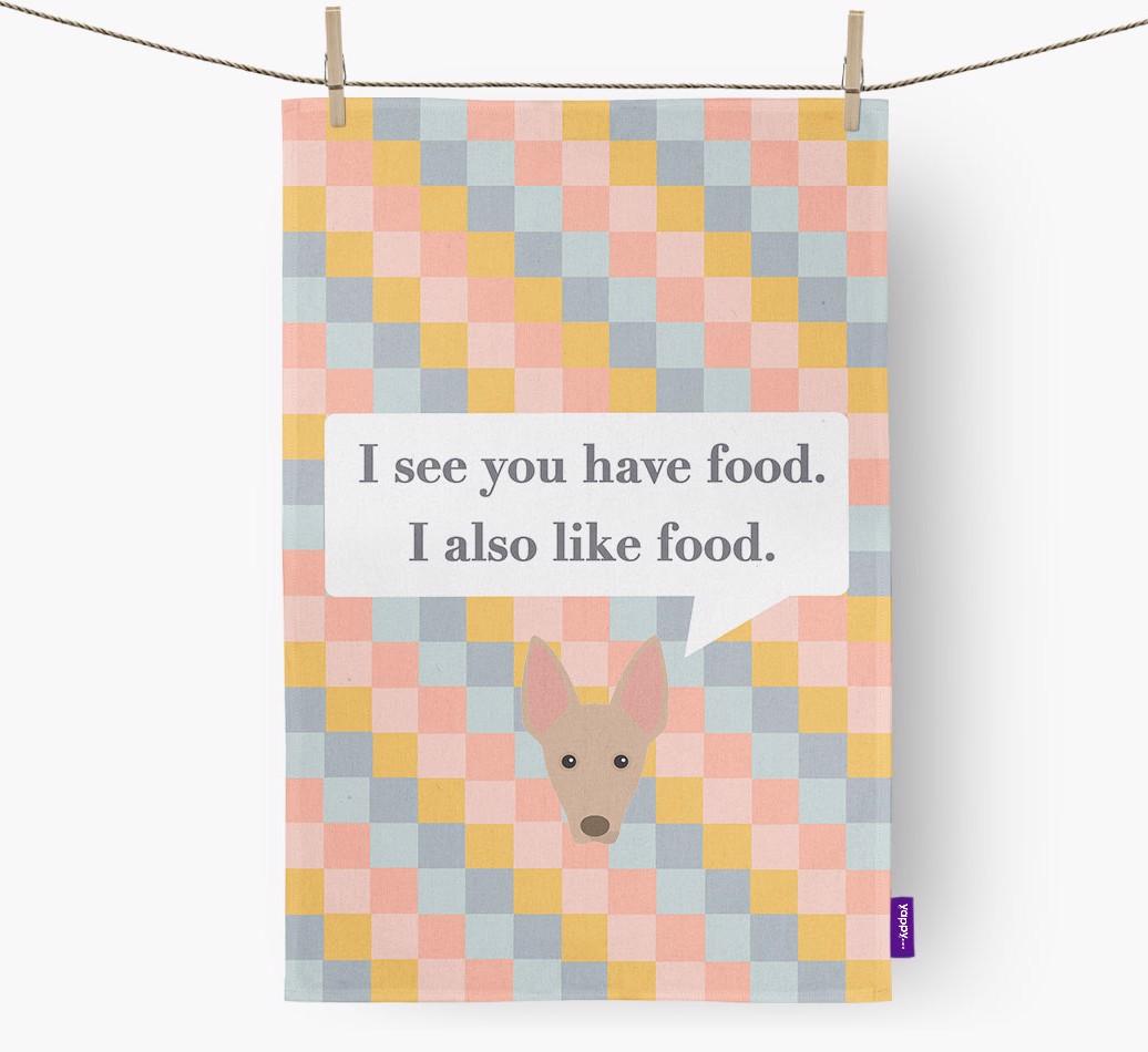 Dish Towel 'I see you have food' with {breedFullName} Icon