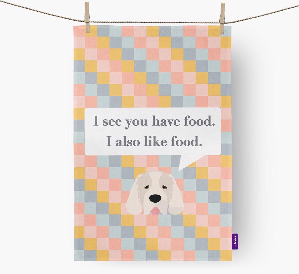 Dish Towel 'I see you have food' with {breedFullName} Icon