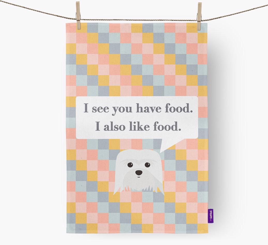 Dish Towel 'I see you have food' with {breedFullName} Icon