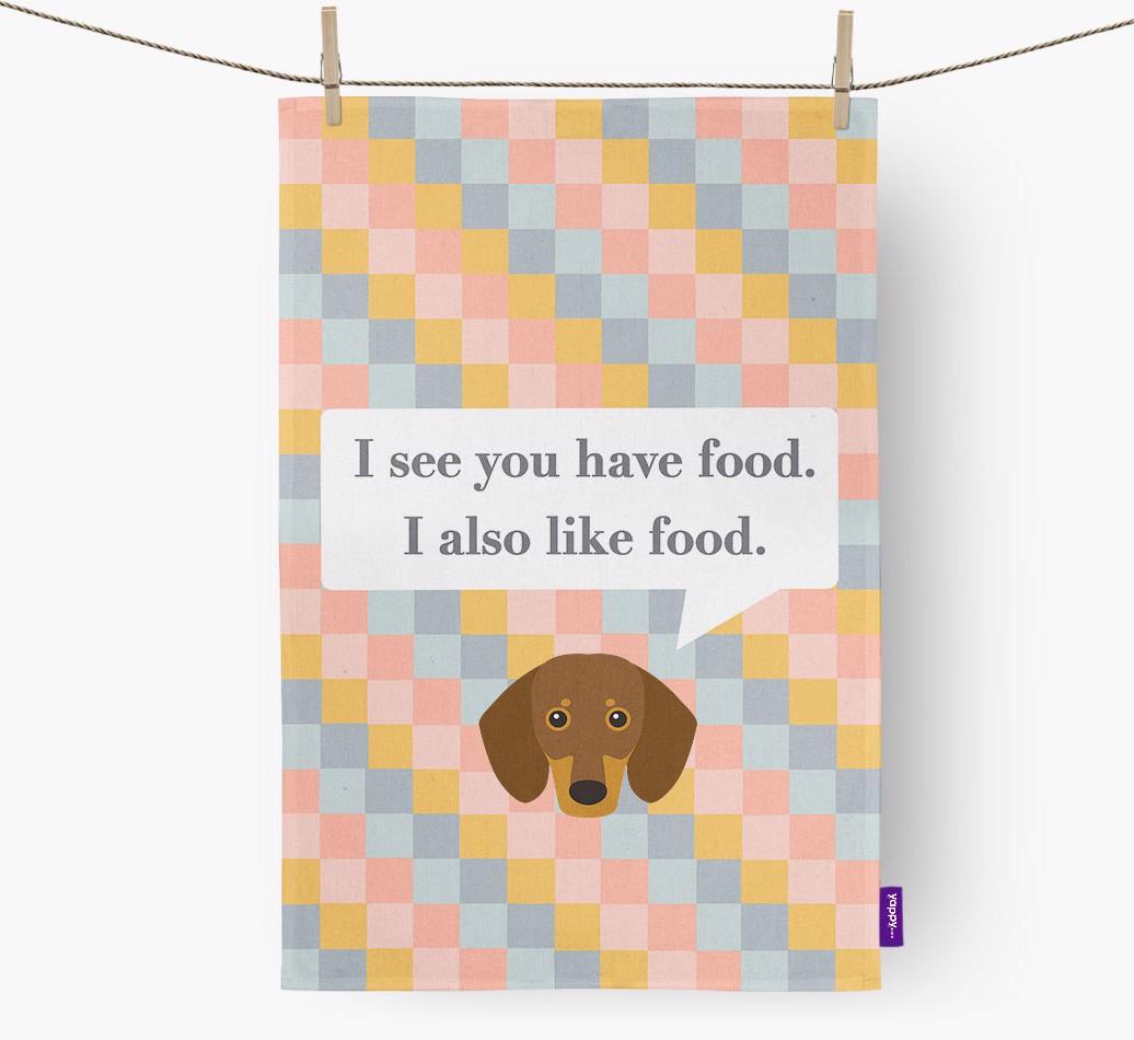 Dish Towel 'I see you have food' with {breedFullName} Icon