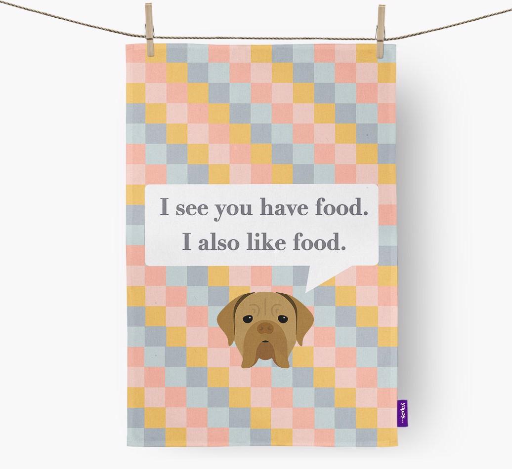 Dish Towel 'I see you have food' with {breedFullName} Icon