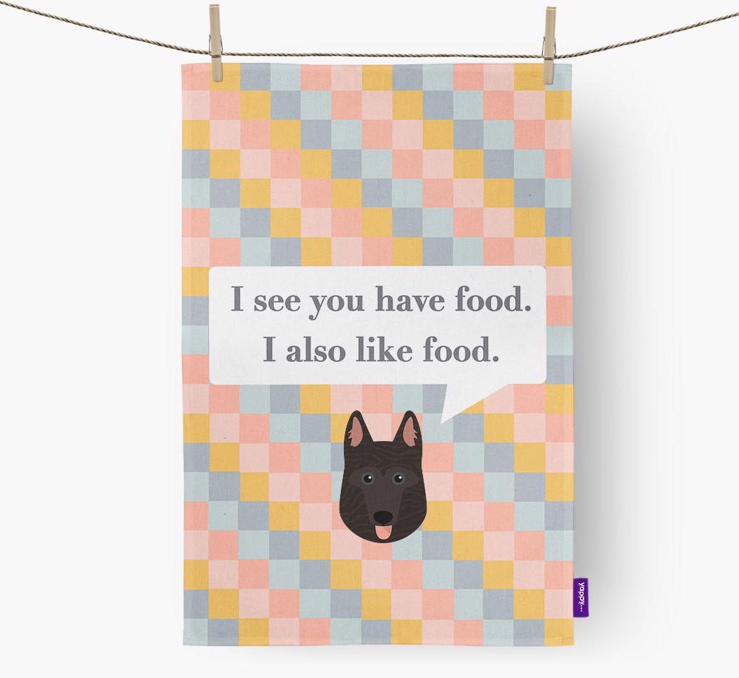 Dish Towel 'I see you have food' with {breedFullName} Icon