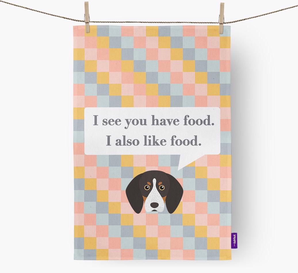 Dish Towel 'I see you have food' with {breedFullName} Icon