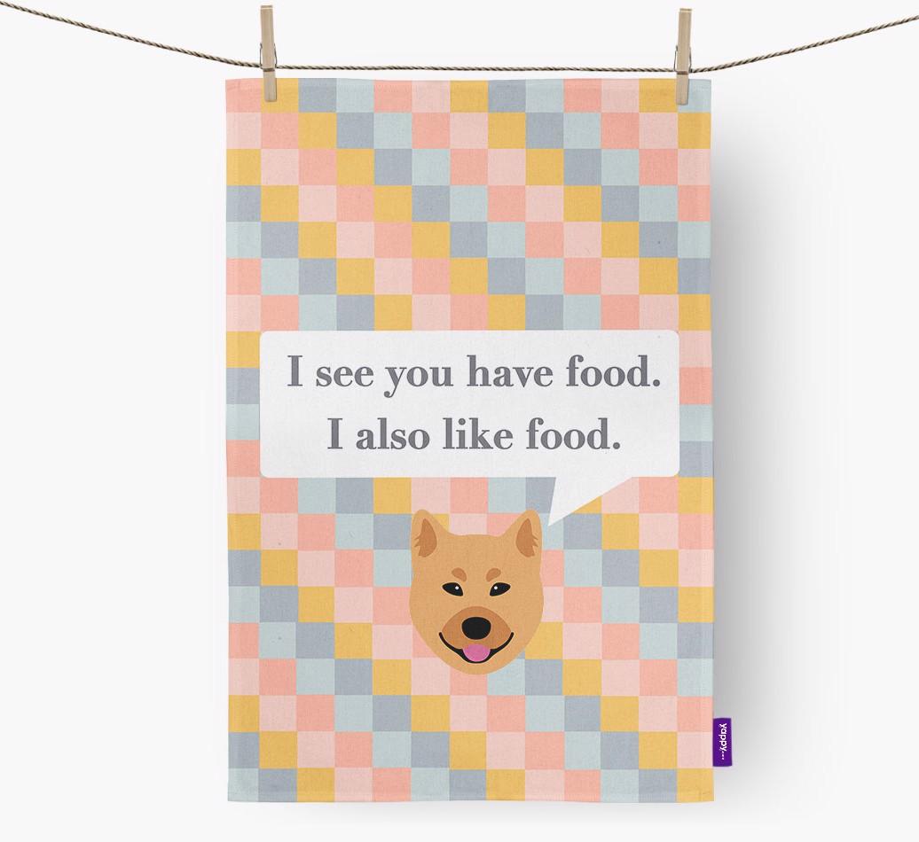 Dish Towel 'I see you have food' with {breedFullName} Icon