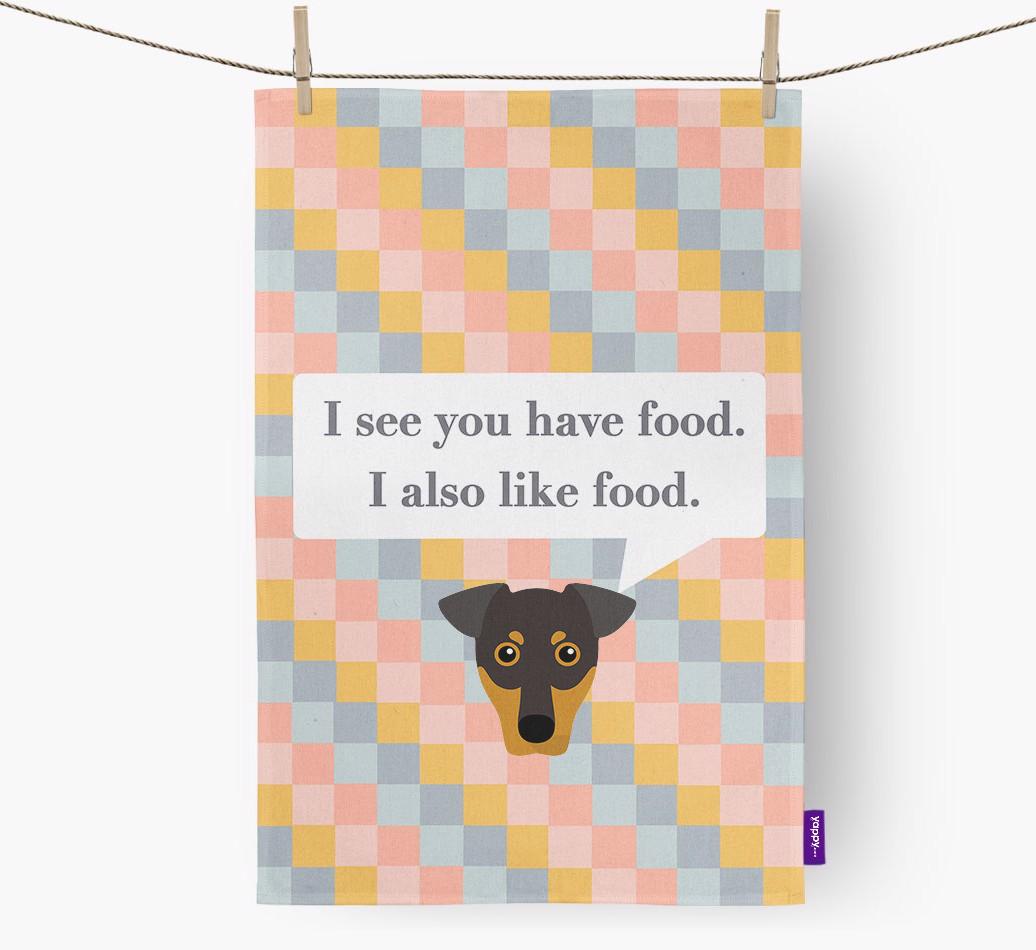 Dish Towel 'I see you have food' with {breedFullName} Icon