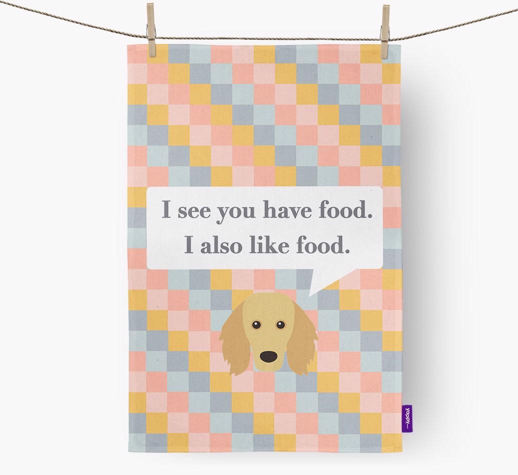 Dish Towel 'I see you have food' with {breedFullName} Icon