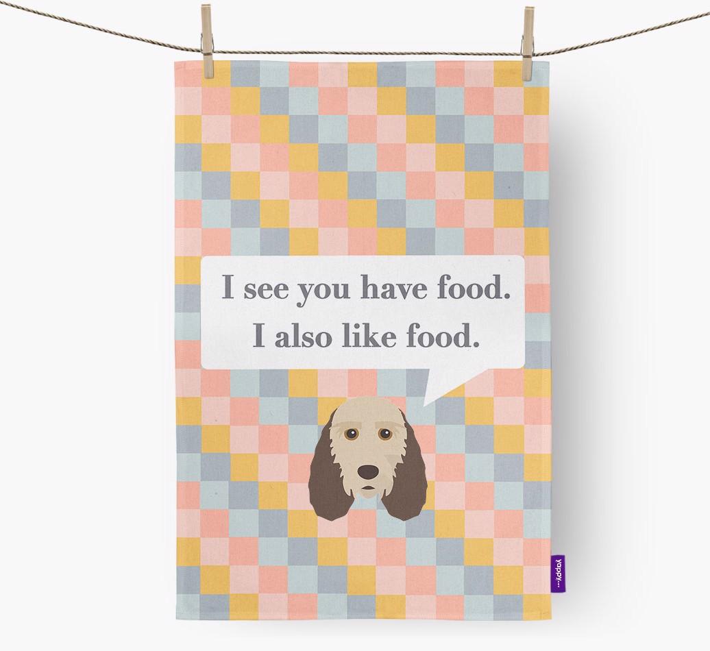 Dish Towel 'I see you have food' with {breedFullName} Icon