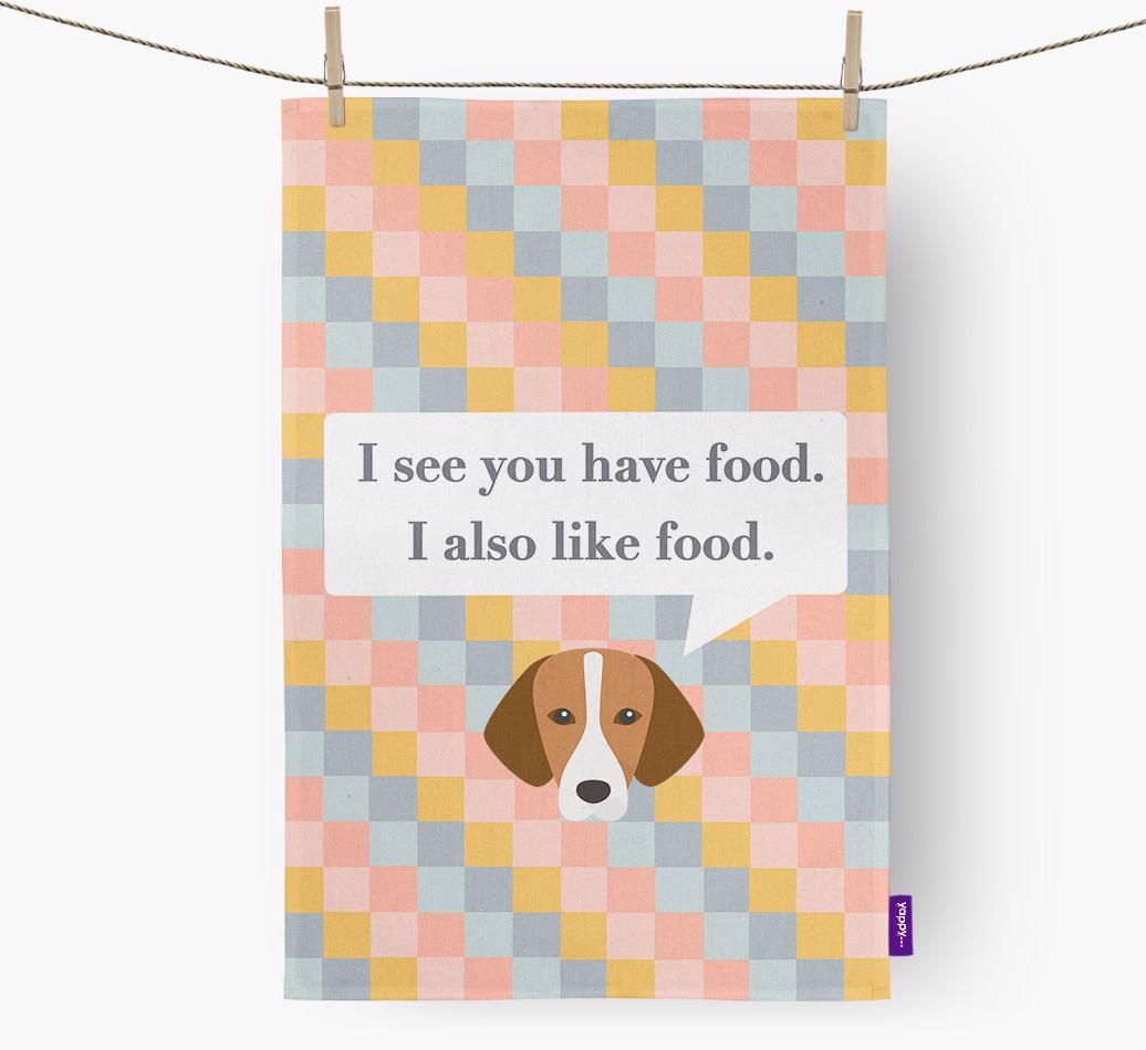 Dish Towel 'I see you have food' with {breedFullName} Icon