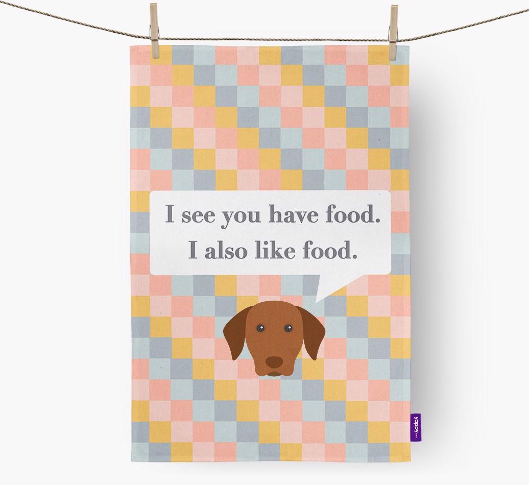 Tea Towel 'I see you have food' with {breedFullName} Icon