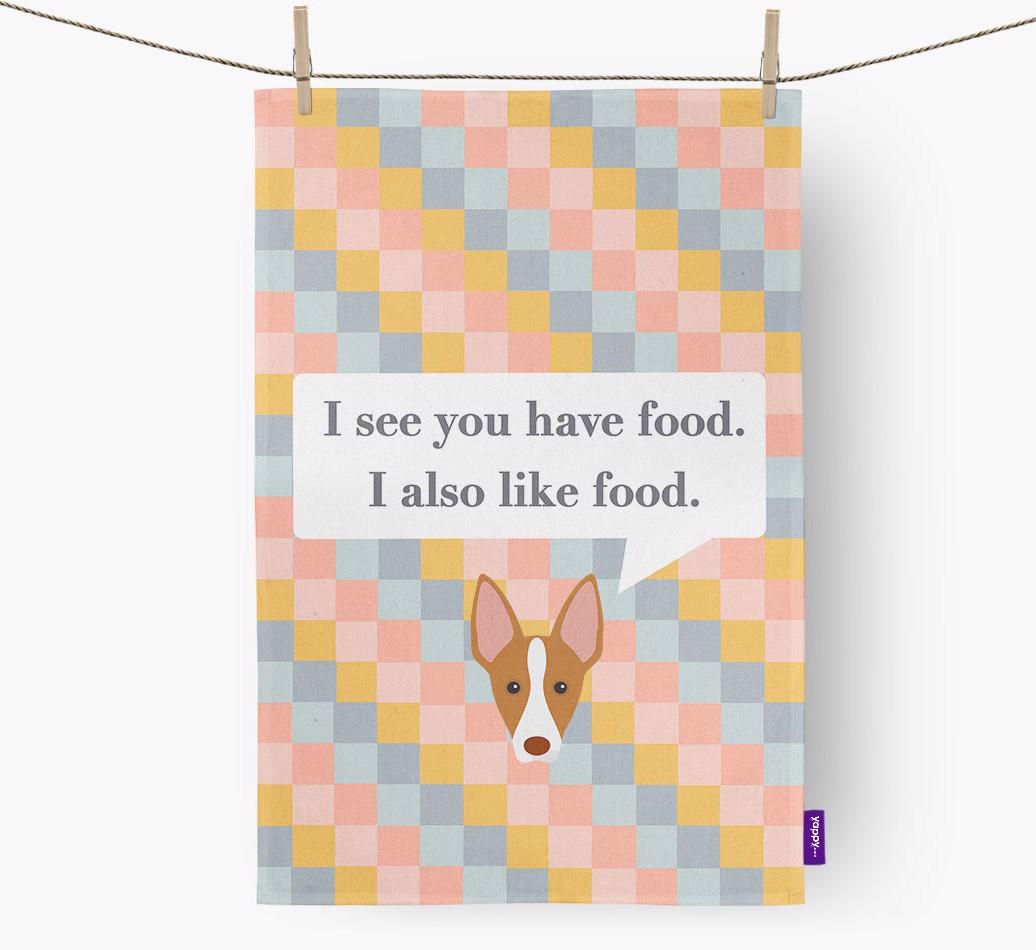 Dish Towel 'I see you have food' with {breedFullName} Icon