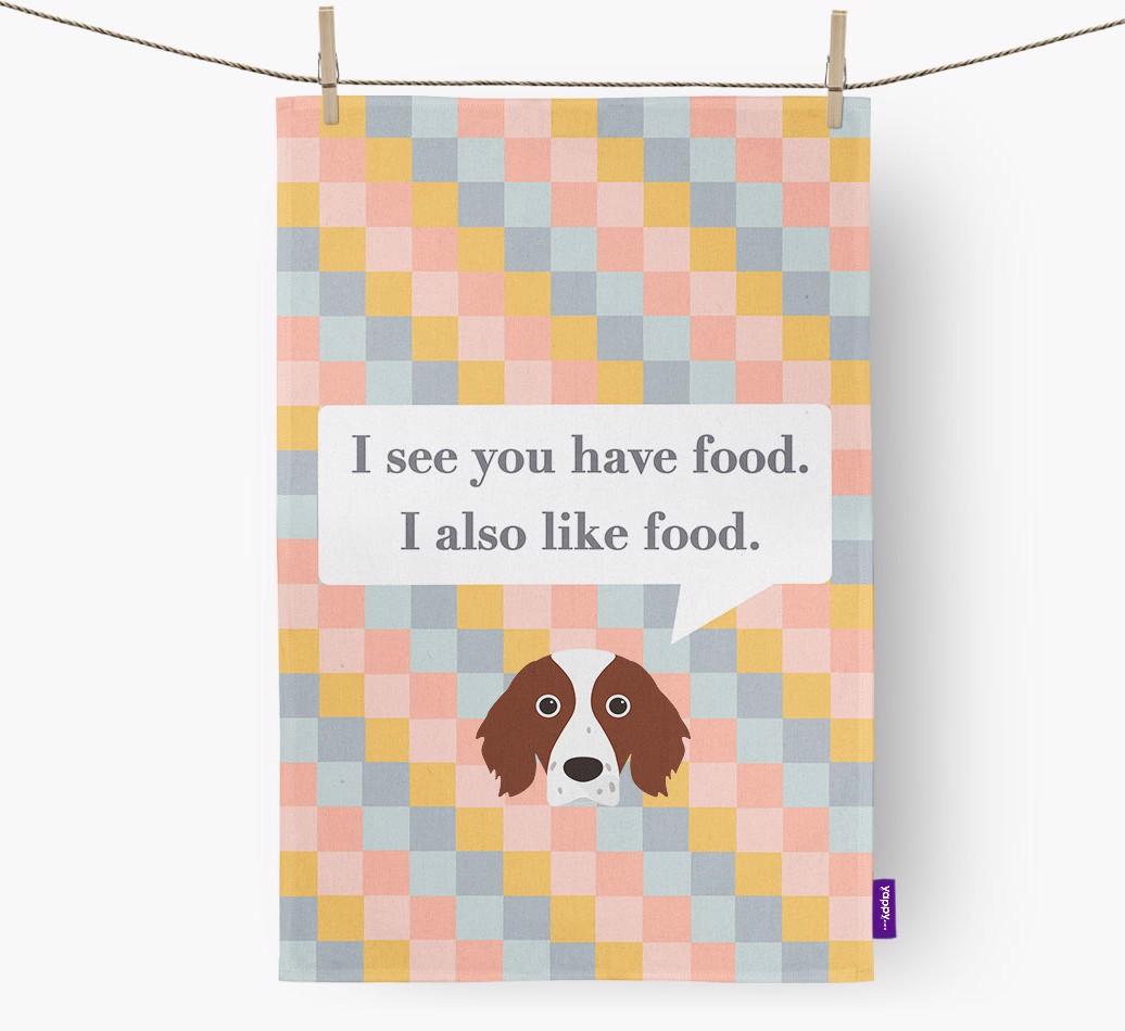 Dish Towel 'I see you have food' with {breedFullName} Icon