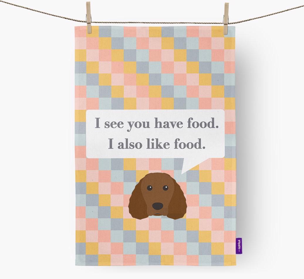 Dish Towel 'I see you have food' with {breedFullName} Icon