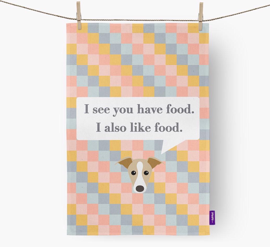 Dish Towel 'I see you have food' with {breedFullName} Icon
