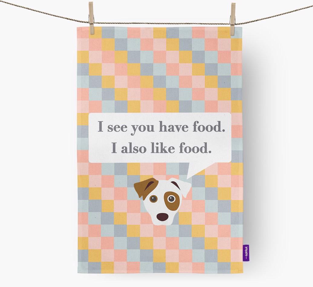 Dish Towel 'I see you have food' with {breedFullName} Icon