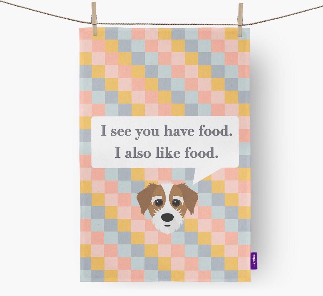 Dish Towel 'I see you have food' with {breedFullName} Icon
